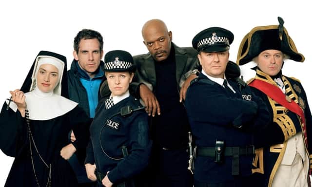 Kate Winslet, Ben Stiller, Ashley Jensen, Samuel L Jackson, Ricky Gervais and Ross Kemp. (Credit: Ray Burmiston/BBC)