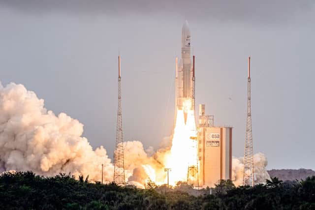 NASAs James Webb Space Telescope lifts up from the launchpad at the Europes Spaceport in Kourou, French Guiana on 25 December (Photo: JODY AMIET/AFP via Getty Images)