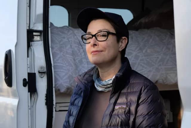 Perkins opts for the simpler life, as she tours the US in a campervan (Picture: Channel 4)