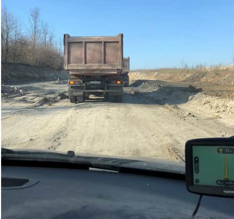 A typical section of Ukrainian roadworks - usually preceded by a few hours wait behind makeshift traffic lights