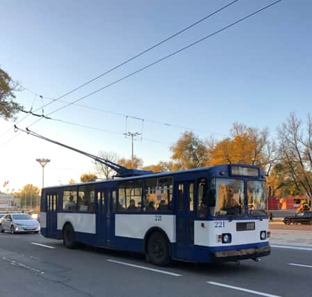 A trolley bus in Tiraspol - Old Soviet vehicles are regularly seen around Transnistria's capital
