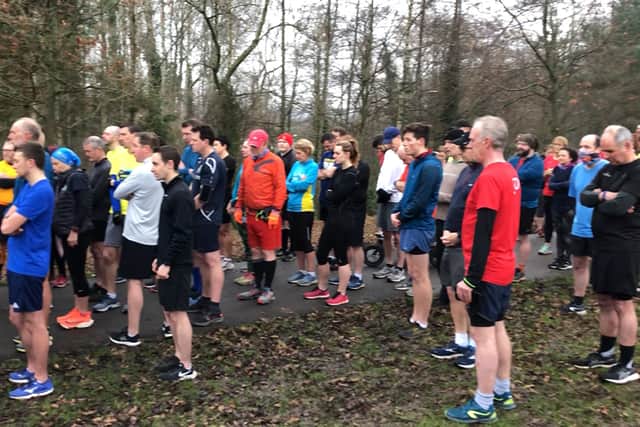 Park Run participants at Orangefield Park in Belfast observe a silence in memory of murdered primary school teacher 23-year-old Ashling Murphy.
