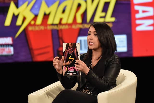 Director of Content Development at Marvel & Ms. Marvel co-creator Sana Amanat speaks at the AOL 2016 MAKERS conference at Terranea Resort on February 2, 2016 in Rancho Palos Verdes, California.  (Photo by Alberto E. Rodriguez/Getty Images)