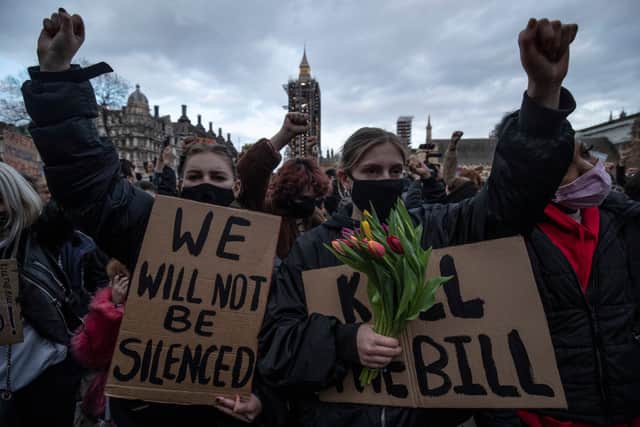 Members of the public protesting against the The Police, Crime, Sentencing and Courts Bill (Photo: Dan Kitwood/Getty Images)