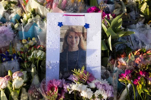 Flowers surround the Clapham Common bandstand memorial to Sarah Everard (Photo: Dan Kitwood/Getty Images)