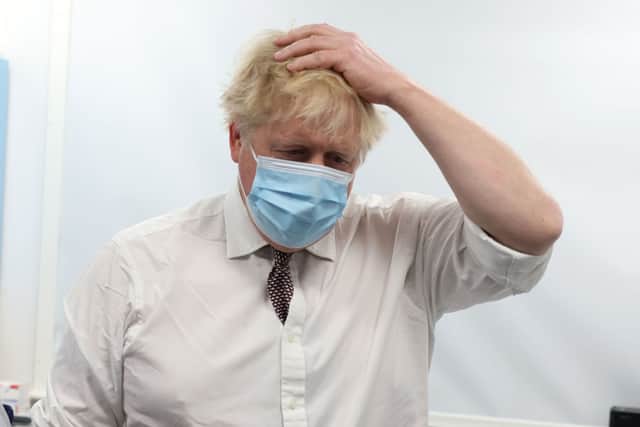 Prime Minister Boris Johnson visits Finchley Memorial Hospital, a National Health Service community hospital in North London, on January 18, 2022 in London, United Kingdom.  (Getty Images)