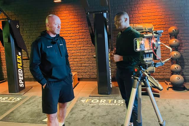 LondonWorld football reporter Rahman Osman interviewing Alan Shearer. Credit: LW