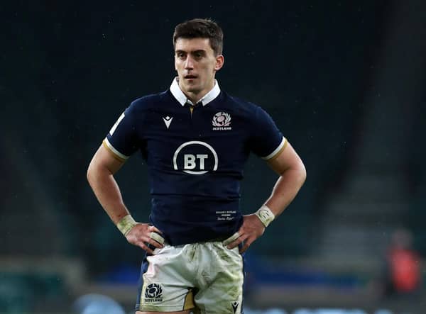 Cameron Redpath of Scotland looks on during the Guinness Six Nations match between England and Scotland at Twickenham Stadium on February 06, 2021 in London