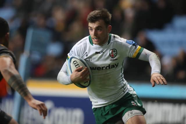 Ben White of London Irish in action during the Gallagher Premiership Rugby match between Wasps and London Irish at The Coventry Building Society Arena on December 26, 2021