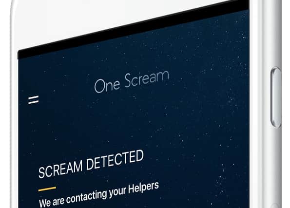 The One Scream app is designed to be triggered by a panic scream.