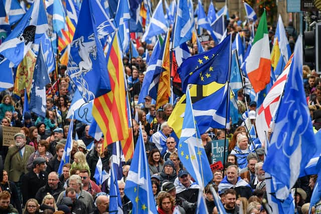 Thousands of people take part in the All Under One Banner march and rally in support for Scottish independence on October 5, 2019 in Edinburgh (Photo: Getty)