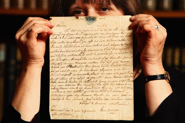 A letter written by the Jean Armour, widow of poet Robert Burns (Getty Images)