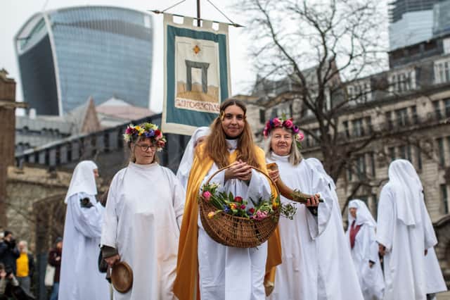 Members of the Druid Order take part in a ceremony in Tower Hill to mark Spring Equinox on 20 March 2019 in London (Photo: Jack Taylor/Getty Images)