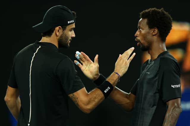 Berrettini, left, defeated France’s Gael Monfils in the quarter final