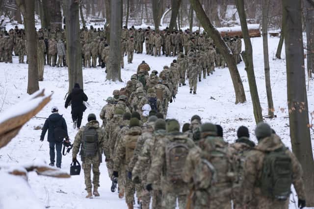 Across Ukraine thousands of civilians are participating in basic combat training, and in time of war would be under direct command of the Ukrainian military (Photo: Sean Gallup/Getty Images)