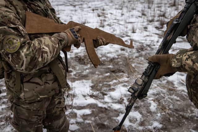 Citizens in Ukraine are being trained up to fight in the event of a Russian invasion of their country (image: Getty Images)