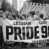Protesters holding a banner opposing Section 28, at the Lesbian, Gay, Bisexual, and Transgender Pride event, London, 4 July 1998 - it wouldn’t be repealed until 2003 (Photo: Steve Eason/Hulton Archive/Getty Images)