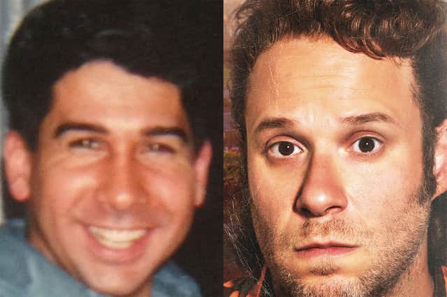 Rand Gauthier, left, and Seth Rogen, right (Credit, L-R: Rand Gauthier via Rolling Stone; Disney+/Hulu)