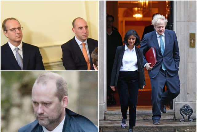 Boris Johnson’s principal private secretary Martin Reynolds, chief of staff Dan Rosenfield (top left), head of communications Jack Doyle (bottom left) and head of policy Munira Mirza (right) have all resigned (PA)