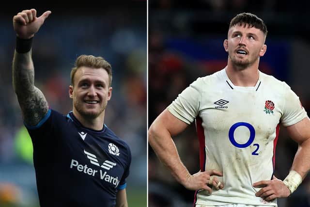 Scotland take on England at Murrayfield on the opening weekend of the 2022 Six Nations where Stuart Hogg (right) and Tom Curry (left) will captain their respective countries 