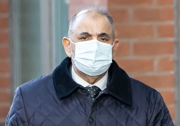 Lord Ahmed arriving at Sheffield Crown Court to be sentenced after being found guilty of sex assaults against two children more than 40 years ago.