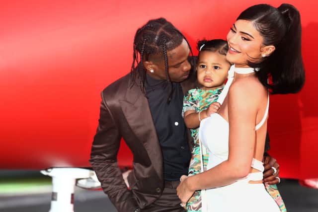 Travis Scott, Kylie Jenner and daughter Stormi Webster attend the Travis Scott: “Look Mom I Can Fly” Los Angeles Premiere (Photo: Tommaso Boddi/Getty Images for Netflix)