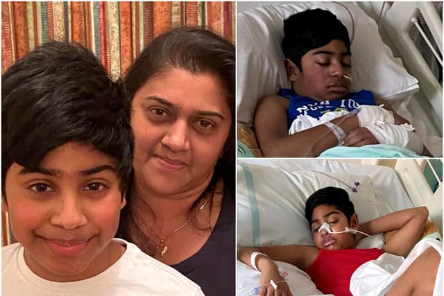 Ganga Gnanaraj’s son Shenan, 11, was struck down with Paediatric Inflammatory Multisystem Syndrome (PIMS) just weeks after a mild case of Covid (SWNS)