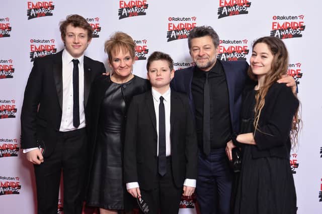 Actor Andy Serkis (2nd R), his wife Lorraine Ashbourne (2nd L) and their children Sonny Serkis (L), Louis Serkis (C) and Ruby Serkis (R) (Photo: Jeff Spicer/Getty Images)