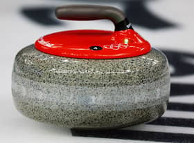 A detailed view of a Team Norway curling stone. (Photo by Elsa/Getty Images)