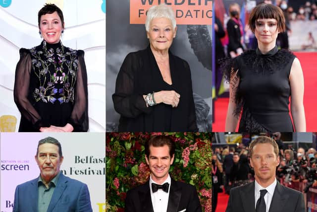 British and Irish Oscar nominees; (top row) Olivia Colman, Dame Judi Dench, Jessie Buckley, and (bottom row) Ciaran Hinds Andrew Garfield, and Benedict Cumberbatch (Photos: PA)