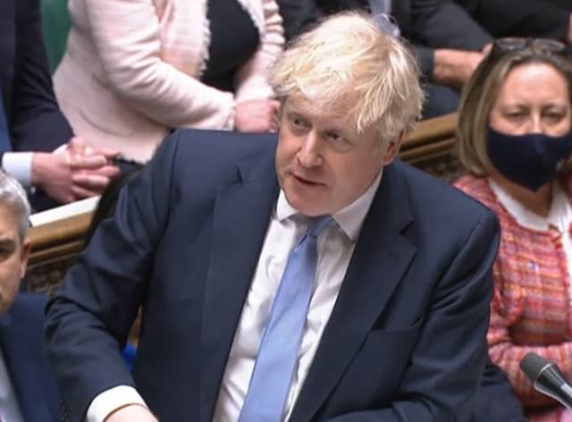 Prime Minister Boris Johnson speaks during Prime Minister's Questions 