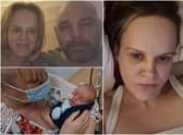 Amber Pendlebury, 41, had baby Maxwell Lee under general anaesthetic but was put on life-support as soon as she woke up after suffering two rapid cardiac arrests. (SWNS)