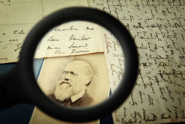 Original letters from Charles Darwin displayed at the Herbaruim library at the Royal Botanic Gardens, Kew in London (Photo: Peter Macdiarmid/Getty Images)