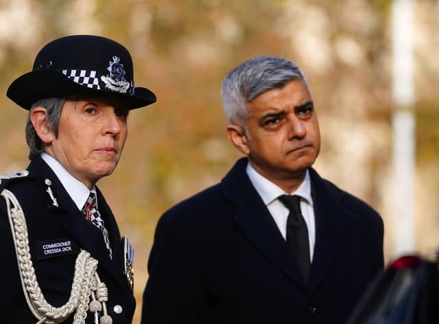 London mayor Sadiq Khan with former Met Police chief Cressida Dick. (Picture: PA)