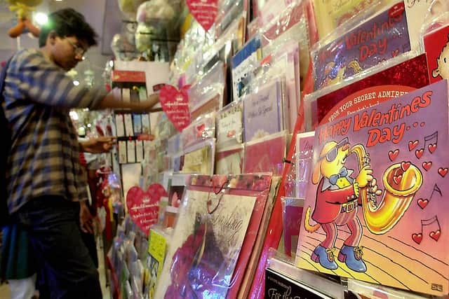 Not all Valentine’s Day cards have to be super sappy - what not go for something a bit more humorous instead? (Photo: FARJANA K. GODHULY/AFP via Getty Images)