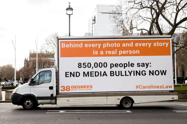 A van displaying a billboard in support of ‘Caroline’s Law’ (Photo: Tristan Fewings/Getty Images)