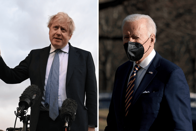 Boris Johnson and Joe Biden have met for crunch talks amid the rising threat of a Russian attack on Ukraine. (Credit: Getty)