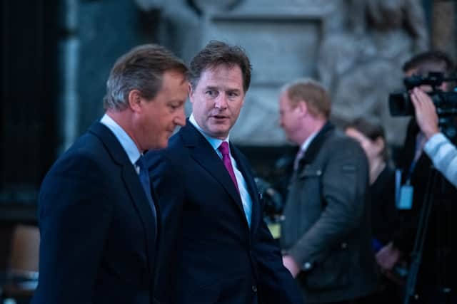 Former Prime Minister David Cameron (L) and Nick Clegg (R) (image: WPA Pool / Getty Images)