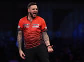 Joe Cullen reacts during his Third Round Match against Martijn Kleermaker of Netherlands during Day Eleven of the William Hill World Darts Championship at Alexandra Palace on December 28, 2021 in London, England