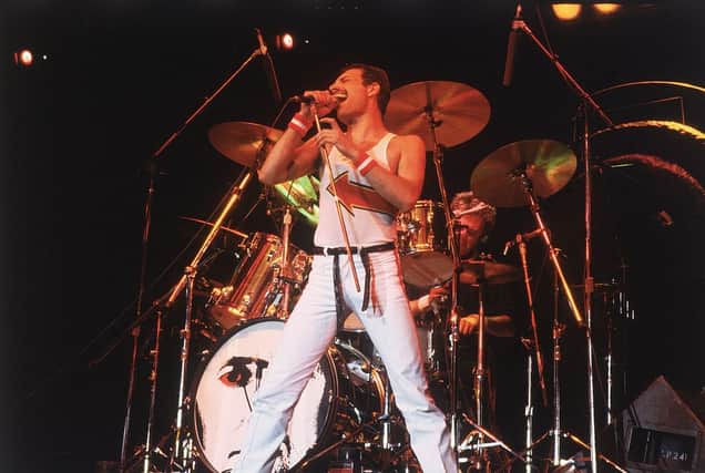 Freddie Mercury in concert with Queen in Milton Keynes in 1982 (Photo: Hulton Archive/Getty Images)