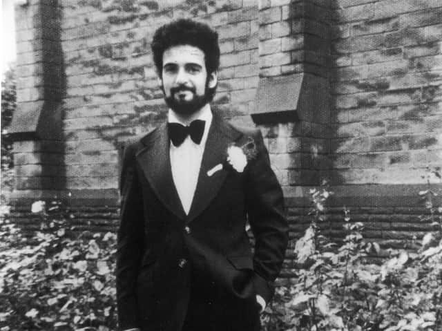 <p>Peter Sutcliffe, a.k.a. ‘The Yorkshire Ripper,’ on his wedding day, August 10, 1974. (Credit: Getty)</p>