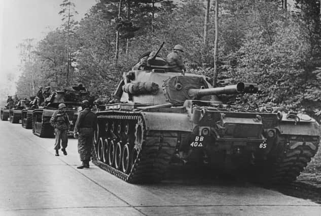 25th October 1962:  American tanks on alert in the Berlin Grunewald, West Germany, as the crisis over the Cuban blockade looms during the Cuban missile crisis.  (Photo by Keystone/Getty Images)