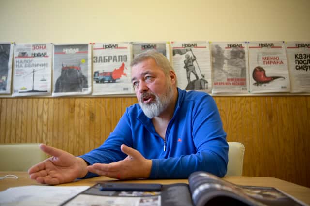 Dmitry Muratov, Novaya Gazeta’s editor-in-chief  (Photo by NATALIA KOLESNIKOVA/AFP via Getty Images)