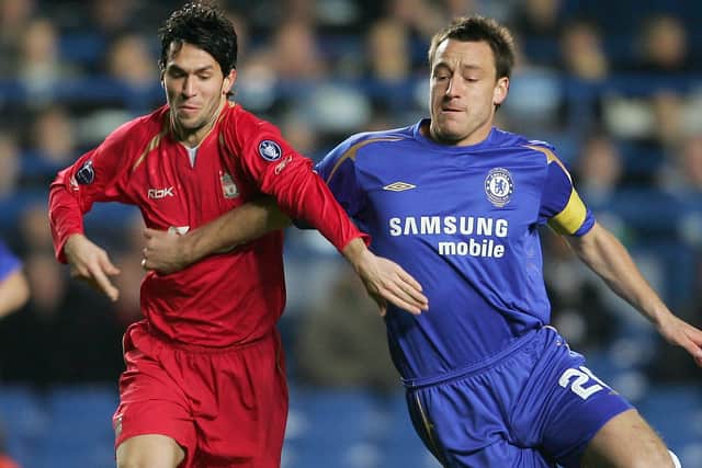 Luis Garcia and John Terry battle out a Champions League tie at Stamford Bridge months after their League Cup final meeting. 