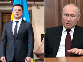 President Volodymyr Zelenskyy and President Putin have opened peace talks as the Russian invasion of Ukraine continues. (Credit Getty) 