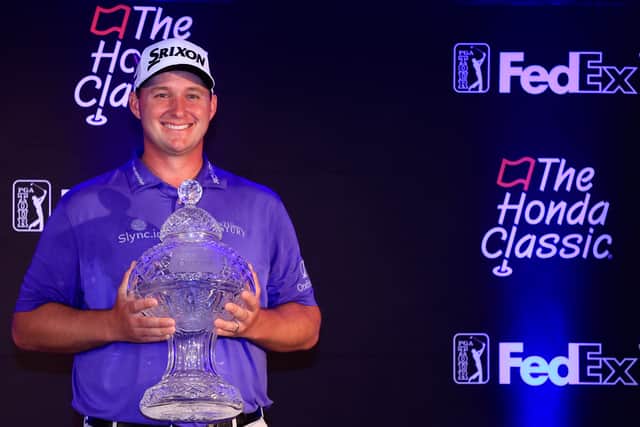 Austria’s Sepp Straka poses with the trophy at last month’s The Honda Classic.