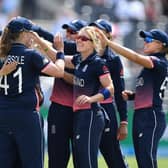 Shrubsole is congratulated during 2017 World Cup. She has played in 4 World Cups