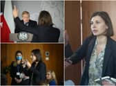 Daria Kaleniuk questioned the Prime Minister at a press conference in Warsaw (Photos: Getty)