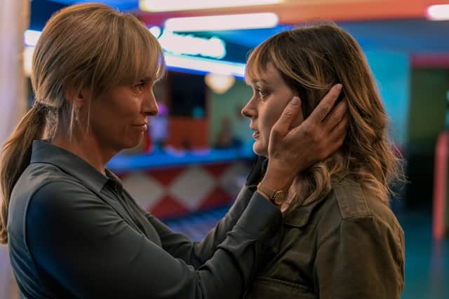 Toni Collette as Laura Oliver and Bella Heathcote as Andy Oliver (Credit: Mark Rogers/Netflix)