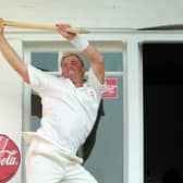 Shane Warne of Australia celebrates victory vs England in the Fifth Ashes Test Match at Trent Bridge on August 10, 1997.